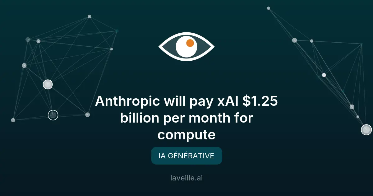 Anthropic paie 1,25 milliard par mois à xAI pour du calcul