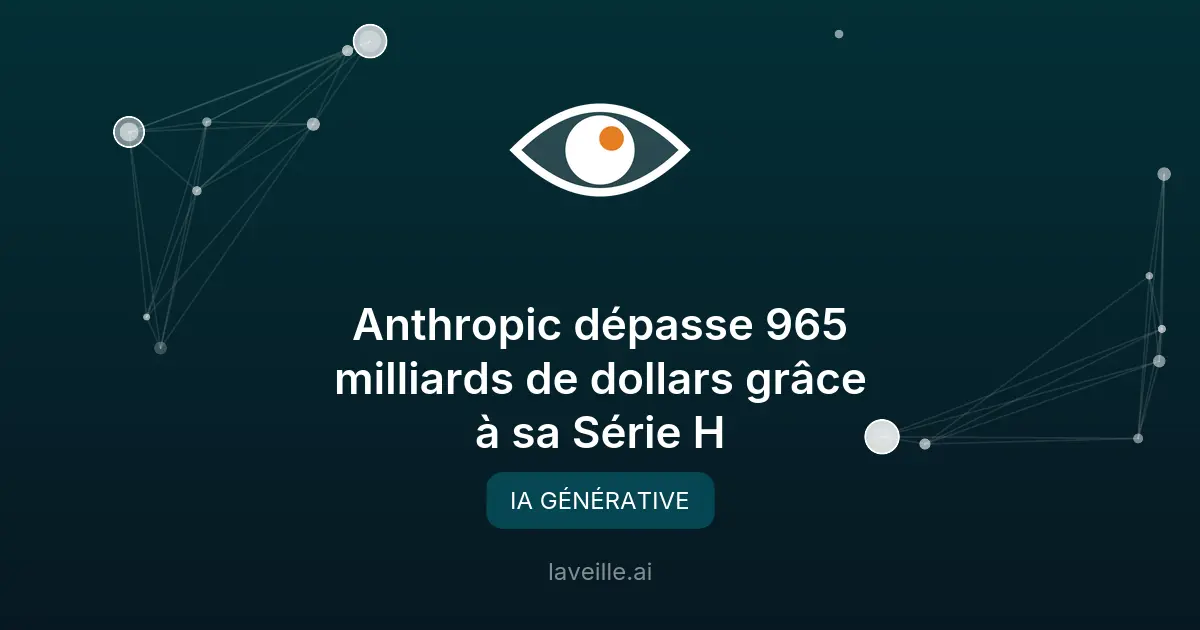 Anthropic lève 65 milliards, valorisation à 965 milliards